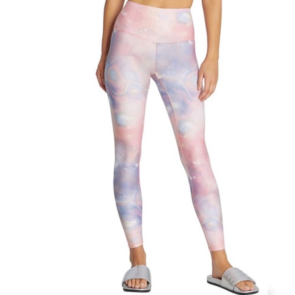 Wildfox Pink Cosmic Cloudy Wash Leggings Sz L NWOT